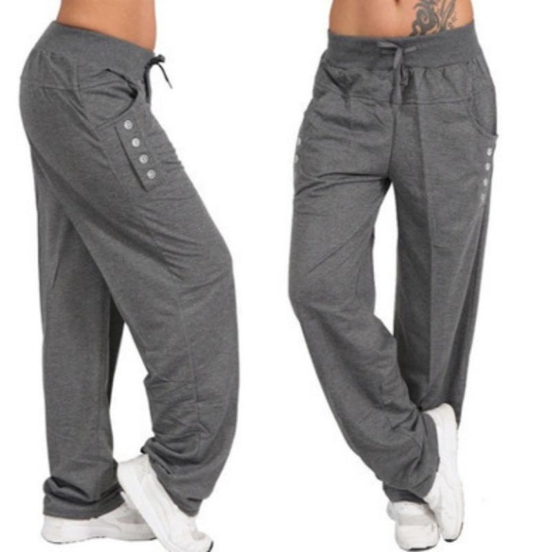 Autumn Solid Lace-up Casual Loose Wide Leg Pants Women Fashion Straight Mid Waist Plus Size Trousers Women Pockets Simple Office Lady Pants 25169