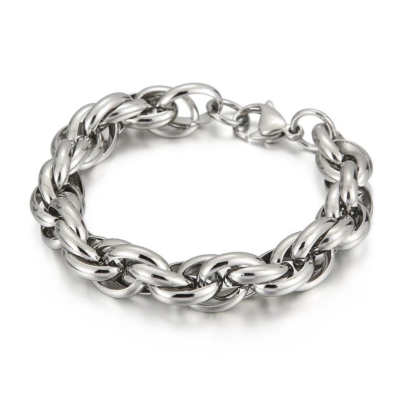 Simple Stainless Steel Double Buckle Bracelet Boys Personalized Daily Accessories