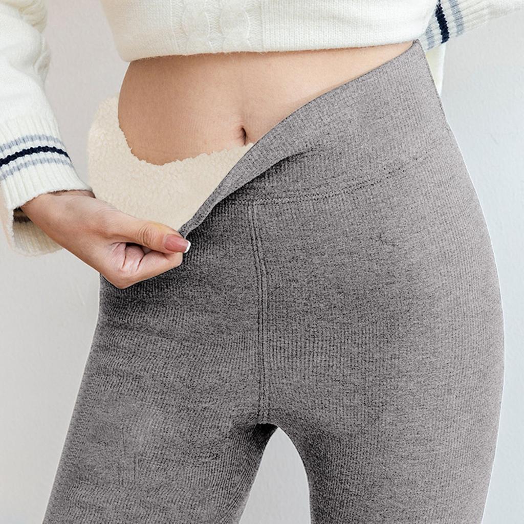 Frauen Hohe Taille Casual Hosen Einfarbig Fleece Thermo-Leggings Winter Lange Fleece Hose Plüsch Laufen