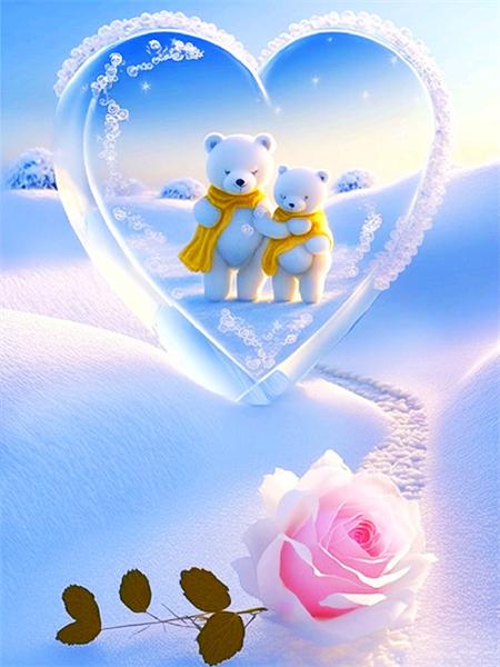 Diamond Painting Set Bear Heart Full Square/Round Embroidery Mosaic Animal Handmade Gift Home Decor