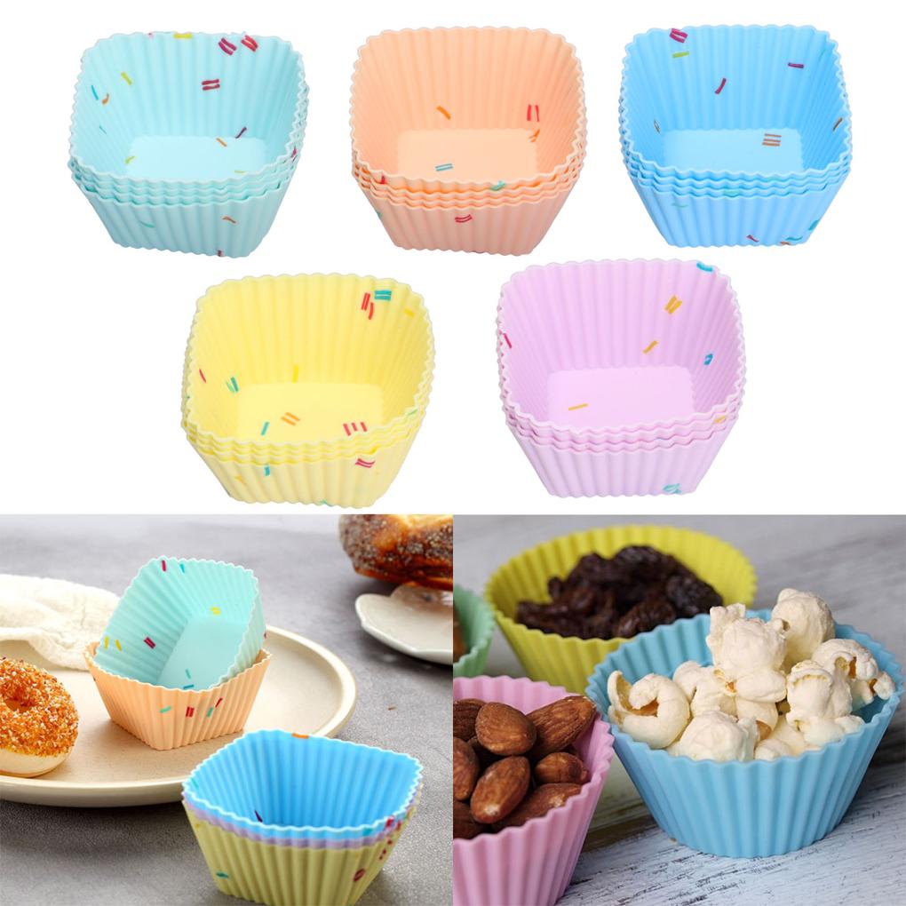 20 Stück Bäckerei Tragbar Wiederverwendbar Cupcake-Förmchen Antihaft Muffin Backförmchen Gebäck Silikonform DIY Basteln Backgeschirr