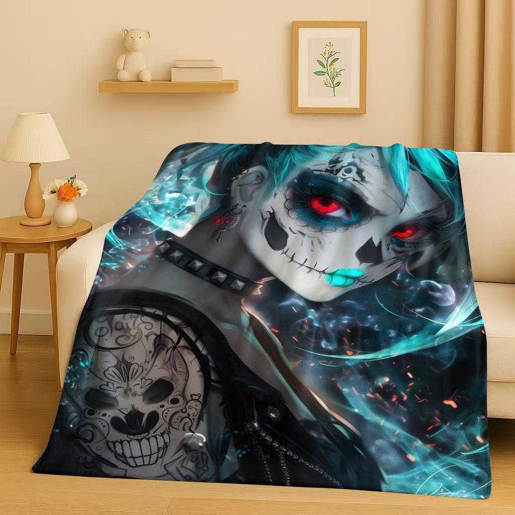 3D Gothic Dark Sexy Girls Cartoon Anime Characters Flannel Blanket,Soft Plush Throw for Home Bedroom Bed Sofa Cover Trave Gift