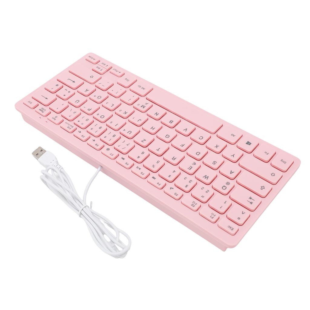 Small Wired Keyboard Roseate Quiet USB 78 Keys Computer Keyboard with Anti Slip Foot Pads for Gaming Working German