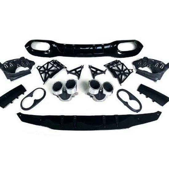 Compatible with Mercedes W177 A-Class (180, A200 L, A260) A45 Quad Exhaust Upgrade Rear Diffuser Tailpipe.