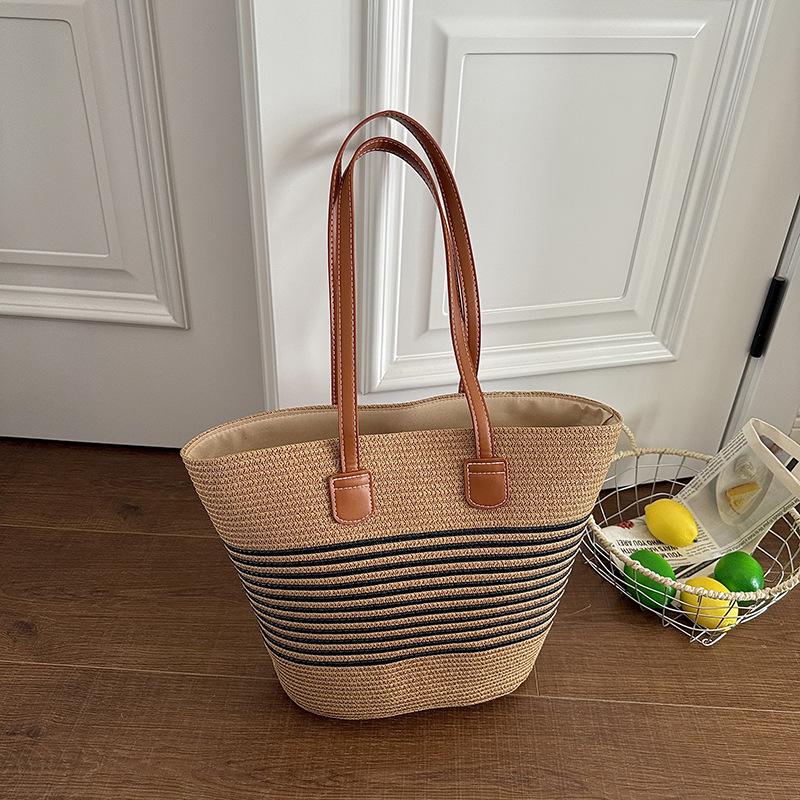 New Style Women's Straw Woven Tote Bag for Beach Vacation - Large Capacity Handbag & Shopping Basket
