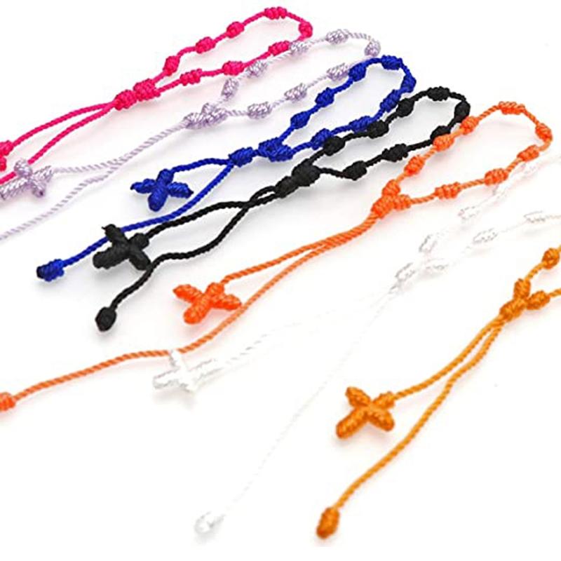 12 Pieces 7 Knot String Kabbalah Bracelet for Protection Adjustable Good Luck Tibet Bracelets Amulet Gift for Men & Wome