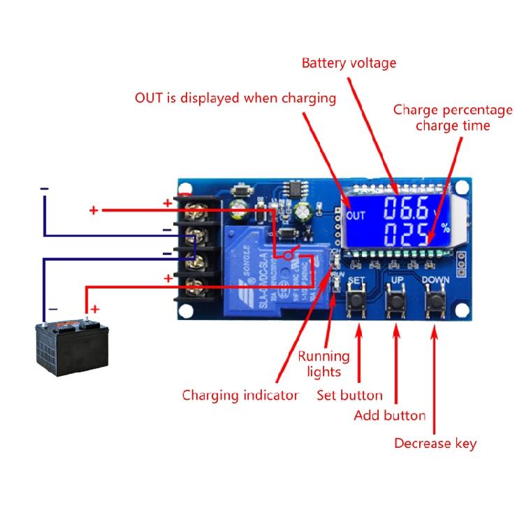 Batteries Charging for Protection Relay Module Regulator Low Voltage Cut Off Swi