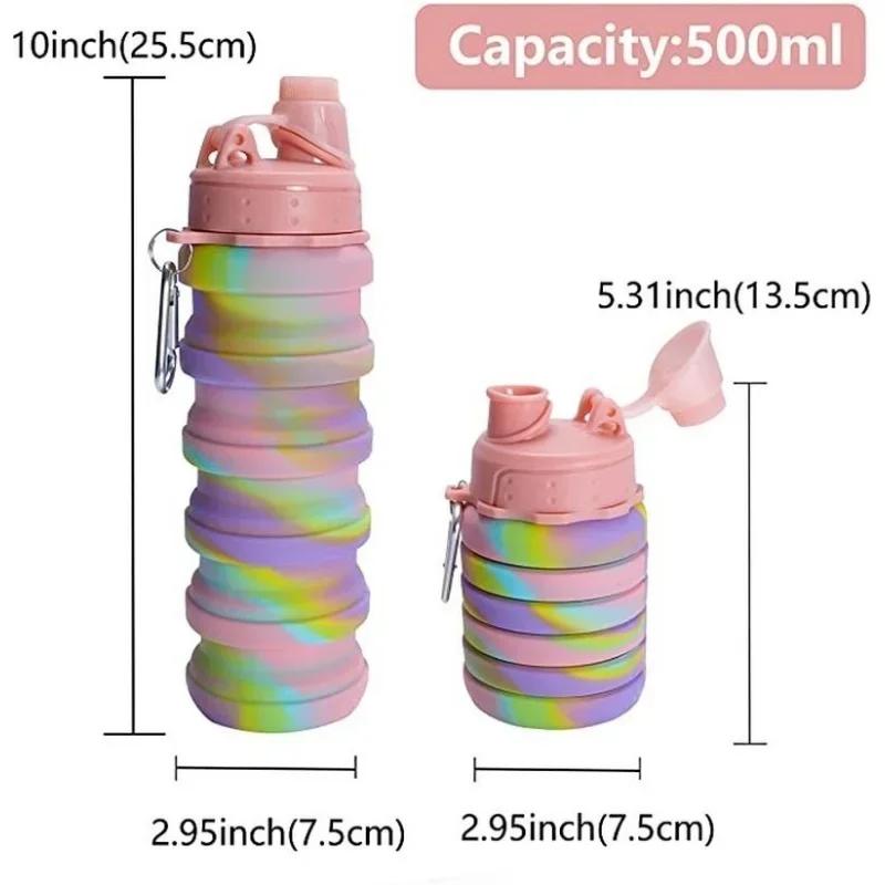 Skládací lahve na vodu na cestování, opakovaně použitelné skládací pro outdoor, posilovnu, kempování