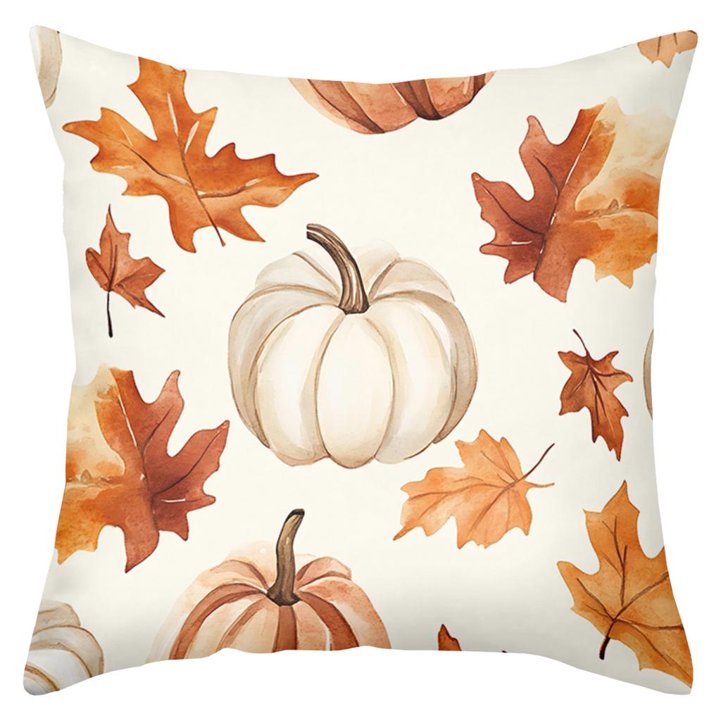 2D flat printing Autumn Pumpkins And Leaves Pattern Throw Pillows Polyester pillowcase, sofa decorative cushion cov
