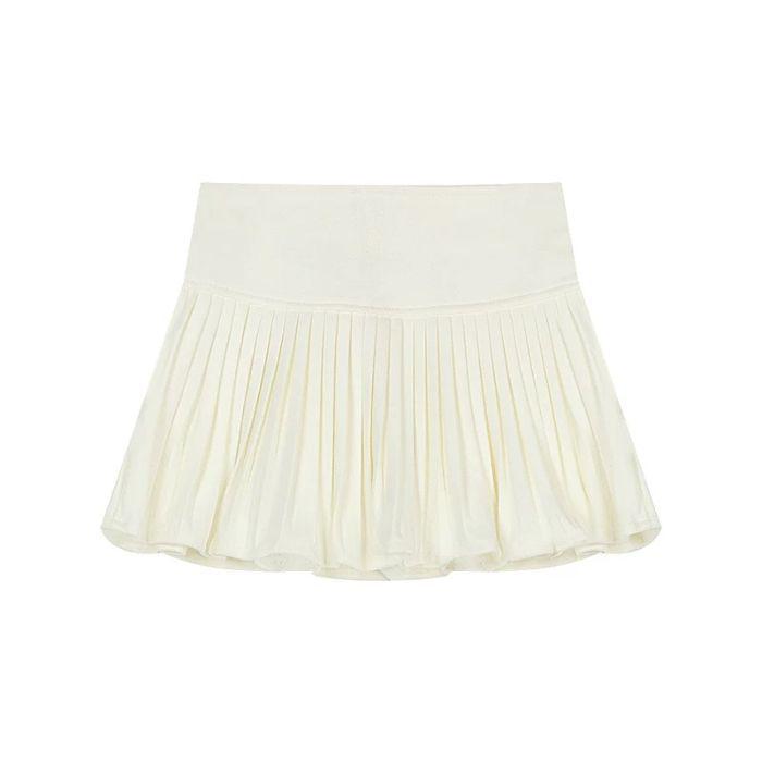 High-Waist A-Line Knitted Skirt for Women - Fashionable, Slimming, Anti-Exposure Wool Pleats for Spring & Autumn