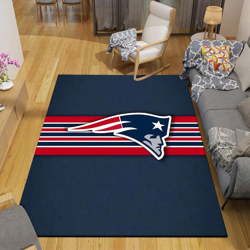 New England Patriots Flannel Pattern Square Carpet,Area Rug,Carpet Rug for Living Room Bedroom Sofa Playroom Decor,Non-slip Floor Mat