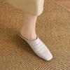 Fashion 2025 New Fashion Genuine Leather Slipers Women Covered Toe Low Heel Square Toe Soft Mules Female Summer Comfort Casual Slides
