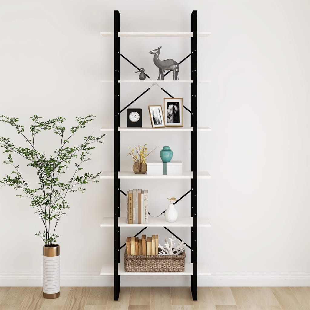 Floor standing Shelf Tall White 80 x 30 x 210 cm Solid Pine Wood