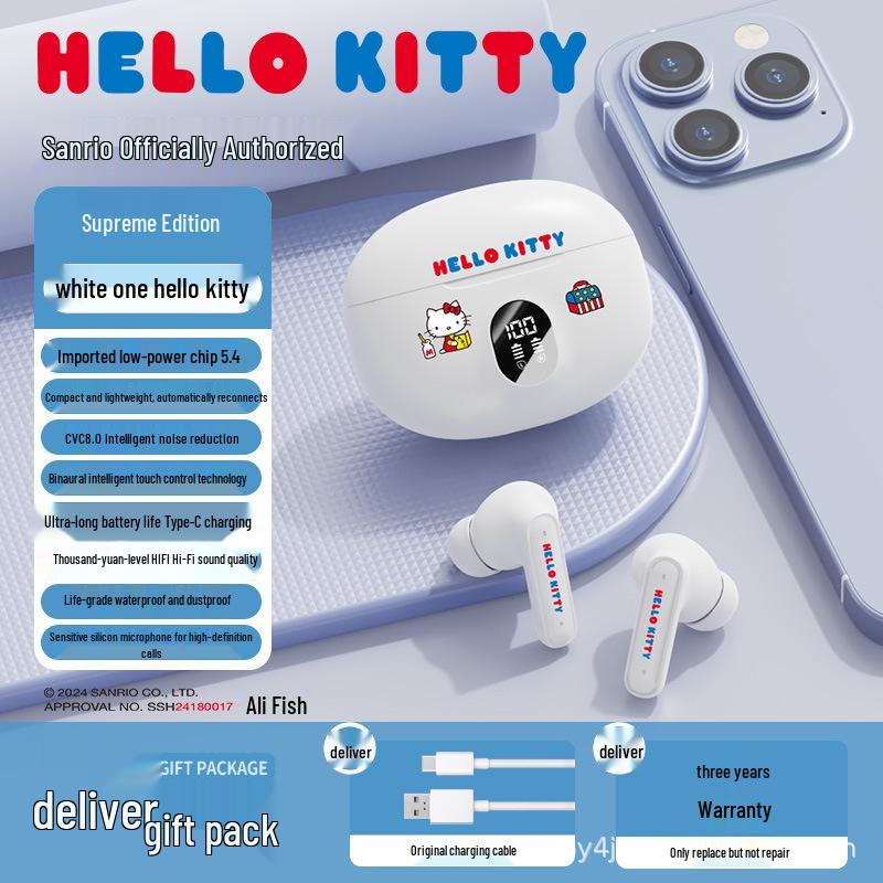 

Офіційні Bluetooth-навушники Sanrio D56 з мультяшним дизайном для спорту: Милий напіввкладишний дизайн