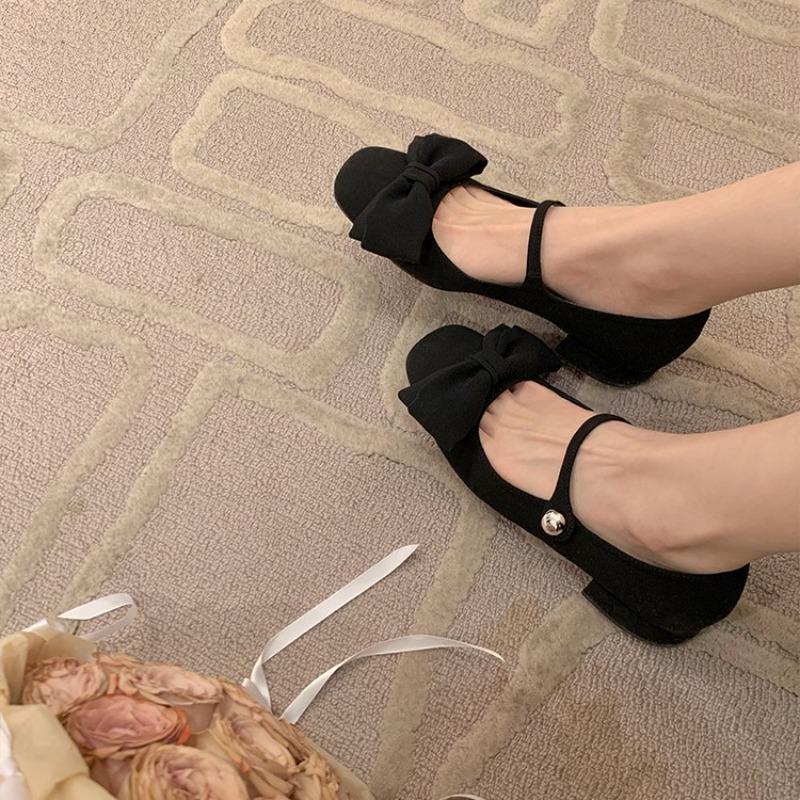~ Homecoming daughter~ Bow satin Mary Jane shoes women's single shoes commuter dinner wedding shoes
