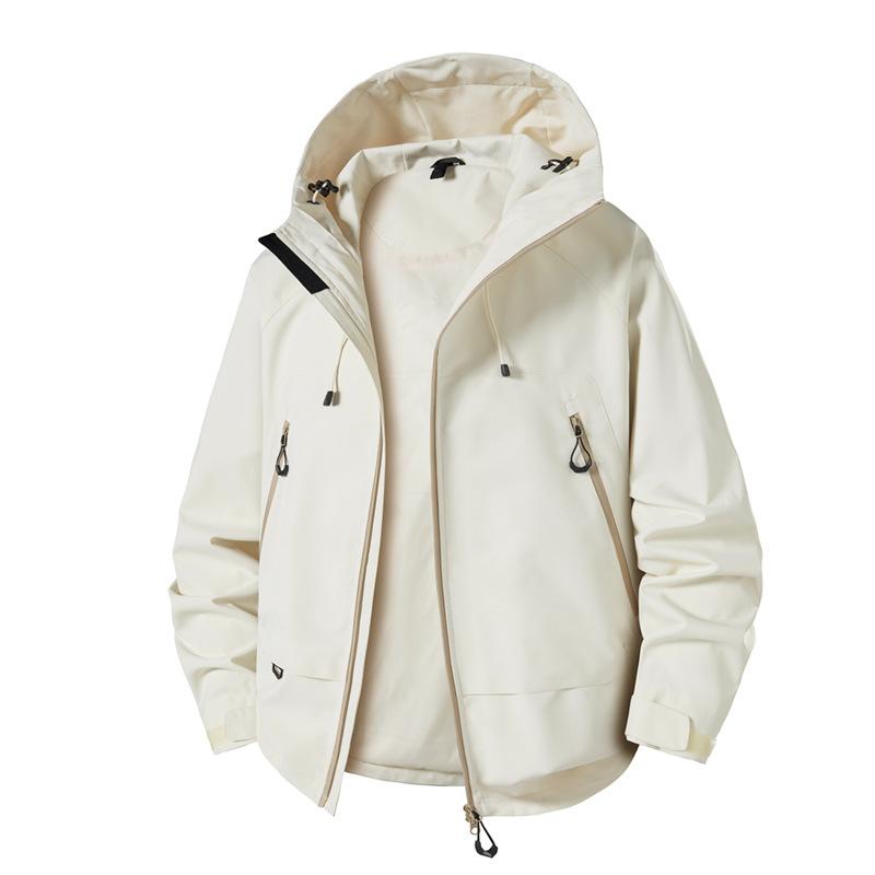 New Spring and Autumn Hooded Jacket for Men Outdoor Loose Couple Windproof Waterproof Work Jacket