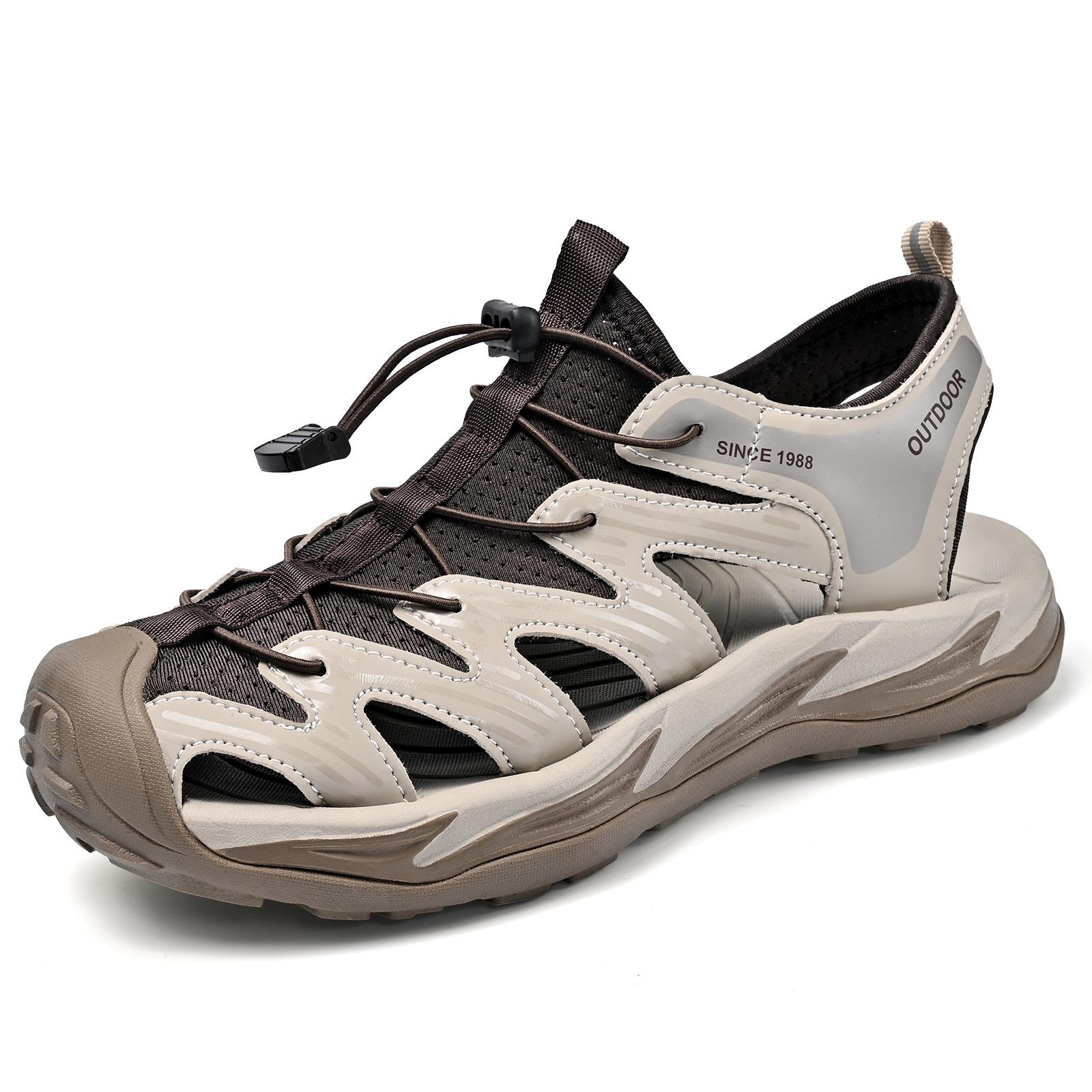 Plus Size Men s Breathable Closed-Toe Beach Sandals - Non-Slip, Versatile, Outdoor Summer Footwear 42 бежевый