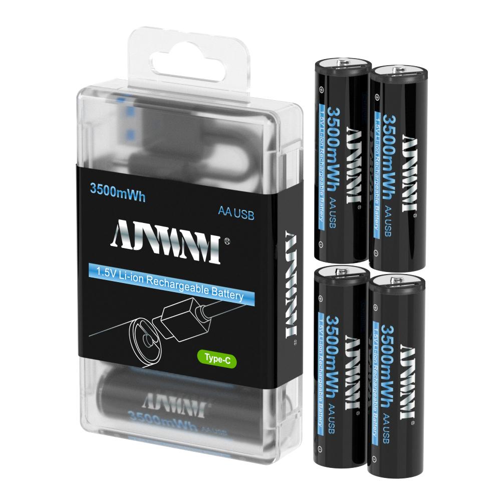 AJNWNM New 1.5V AA Li-ion Battery 3500mwh Li-Polymer USB Rechargeable Lithium USB Battery AA with USB Charging Function