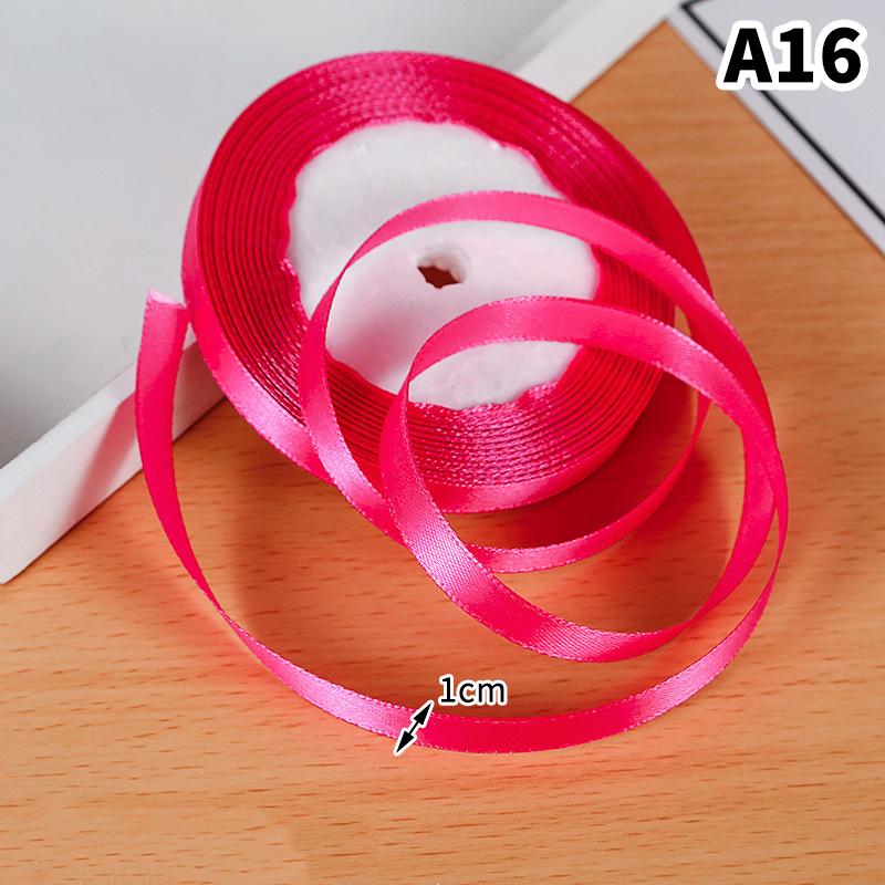 1Cm (25 Yards/Roll) Satin Flat Ribbon Roll Gift Flower Bouquet Packaging Wedding Birthday Ribbon Making Diy