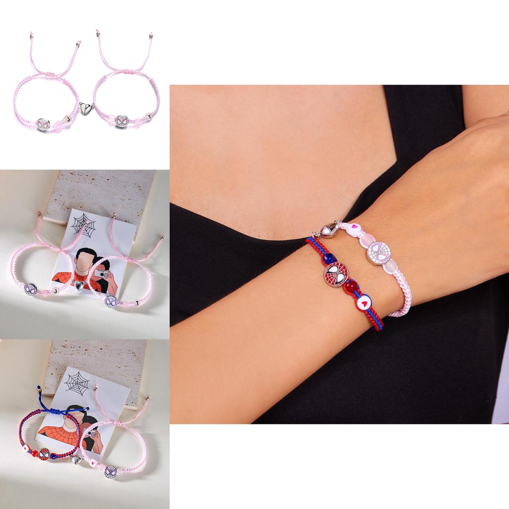 Braccialetti Magnetici Marvel Spiderman per Coppie con Pietre di Cristallo per Regalo e Moda