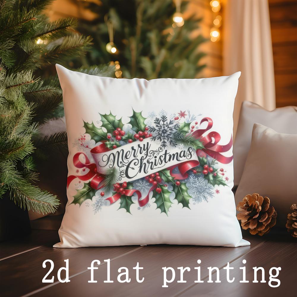 Home Decor Merry Christmas-themed Decorative Pillow Covers Pattern Cushion Cover Suitable for Sofa Bedroom Car Pillow Cover