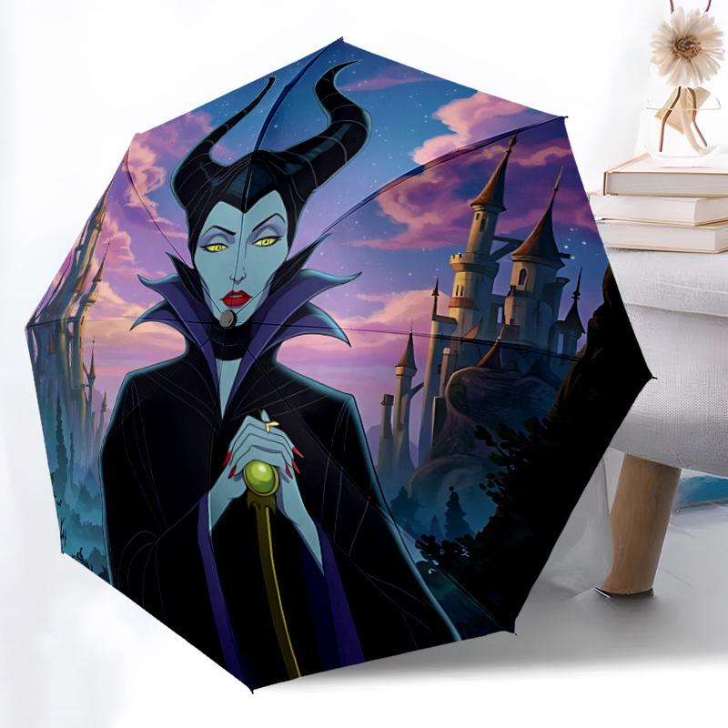 1pc Maleficent Castle Night Automatic Folding Umbrella - Portable Collapsible Design, 8-Rib Iron Frame yy251209083