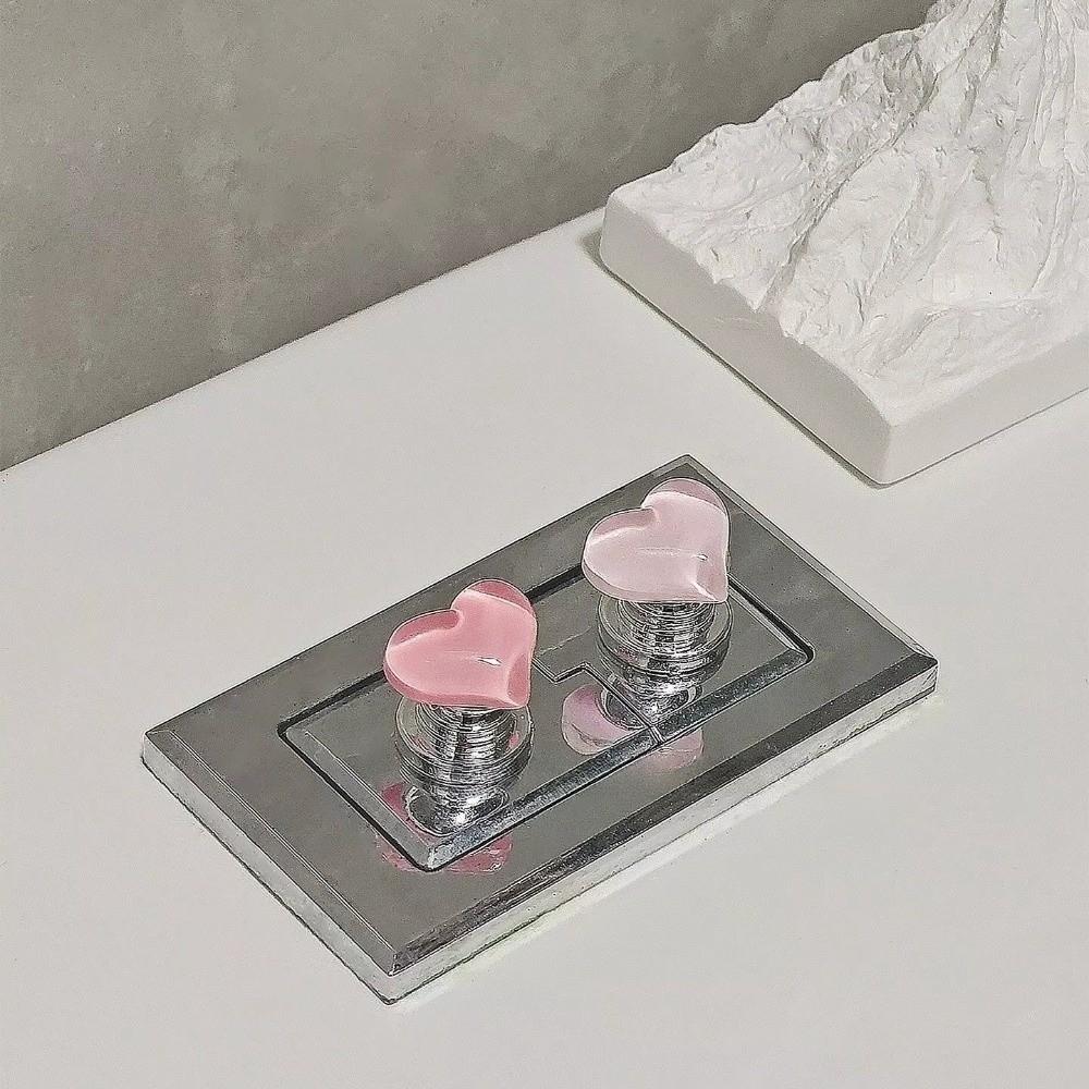 2pcs Heart Shaped Bathroom Water Tank Buttons Nail Protector Toilet Pusher Water Tank