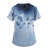 Tops estampados casuais da moda com decote em V feminino e roupas de trabalho protetoras