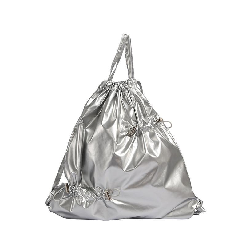 

Pu Satin Drawstring Ladies Bag With Drawstring Design For Daily Use серебряный