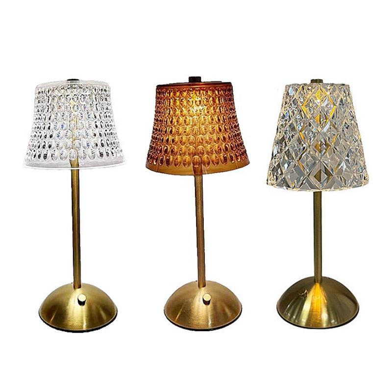 Light Luxury Table Lamps Retro Crystal Desk Lamp Charging Touch Bedside Lamp Bedroom Bedside Night Light Restaurant Decoration