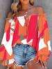 New 1116 European and American women's clothing spring and summer printed shirt off-the-shoulder lantern sleeve one-word collar shirt shirt women