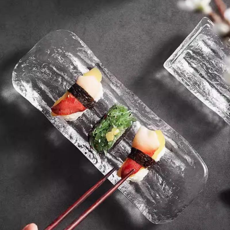 Japanese Glass Sashimi Board, Ice River Sushi, Kitchen Dishes, Tableware, Dinner, Cake, Restaurant, Bar, Family Garden