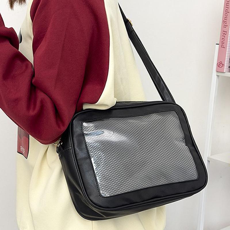 1Pcs High School Girls Uniform Jk Crossbody Shoulder Bag Handbags Japanese Harajuku Ita Bag For Women Pu Transparent Itabag