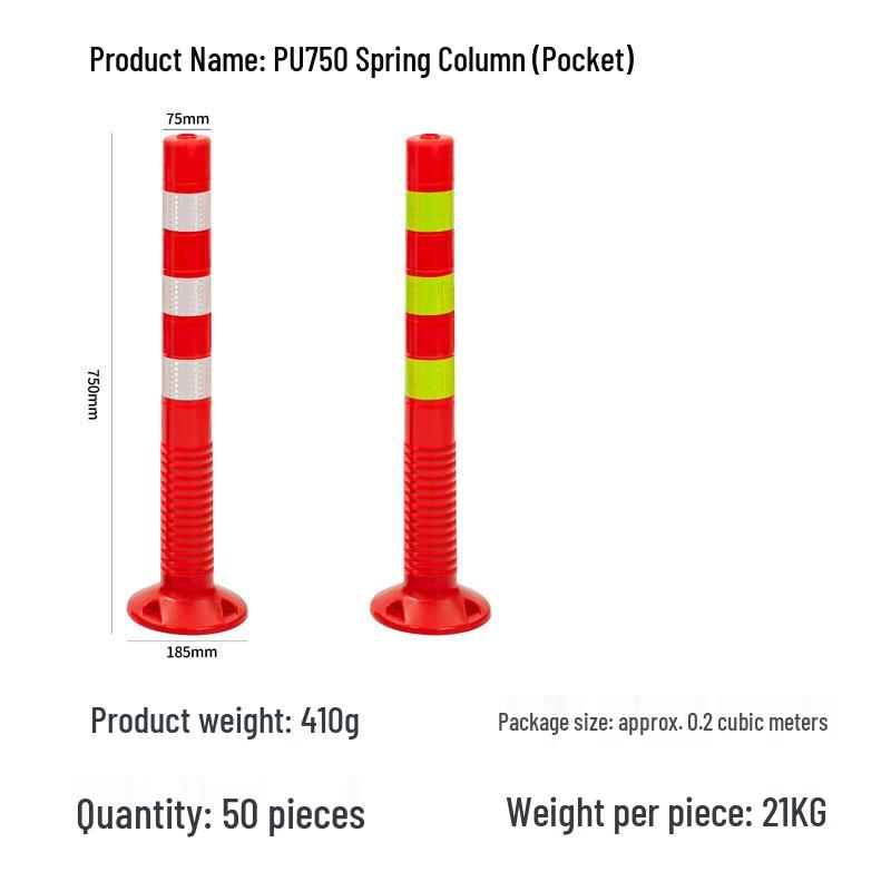 PU Plastic Reflective Chain Lane Divider Post, Red/White Anti-Collision Road Protection Post