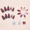 24PCS Blush Almond Fake Nails with Star Print Easy Effortless Application To Nails for Fingernail DIY Decoration