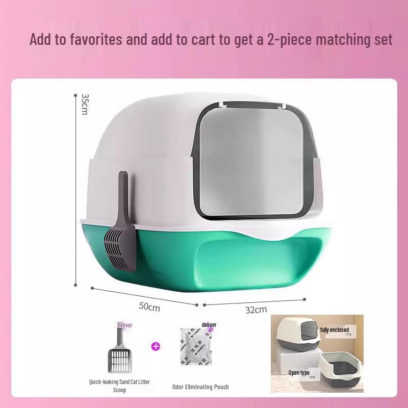 Extra große geschlossene Katzentoilette, Anti-Spritz-Design für Kätzchen & Erwachsene