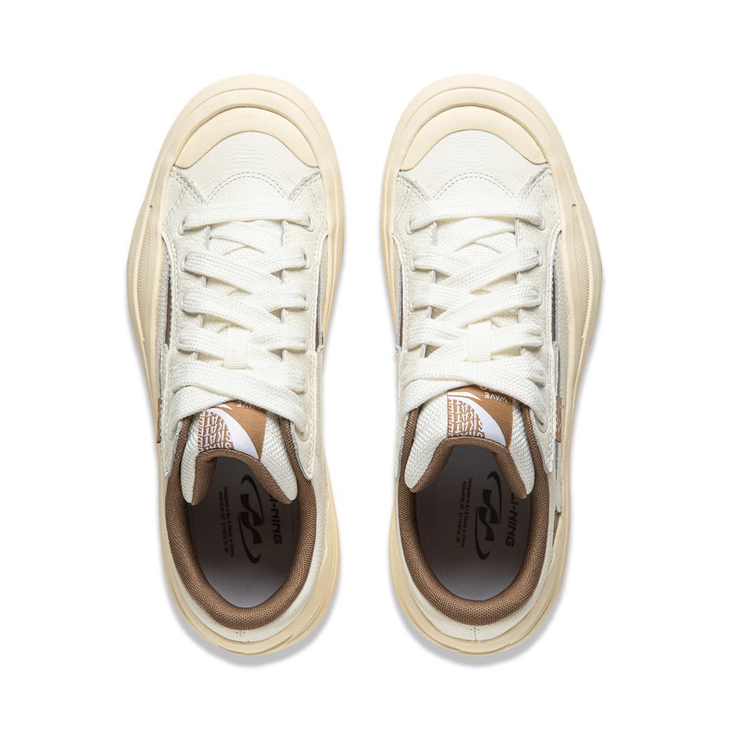 Li Ning We Wo S70 Comfortable Simple Non-Slip Lightweight Low-Top Skate Shoes Men Sneaker Beige Brown AEPU027-6