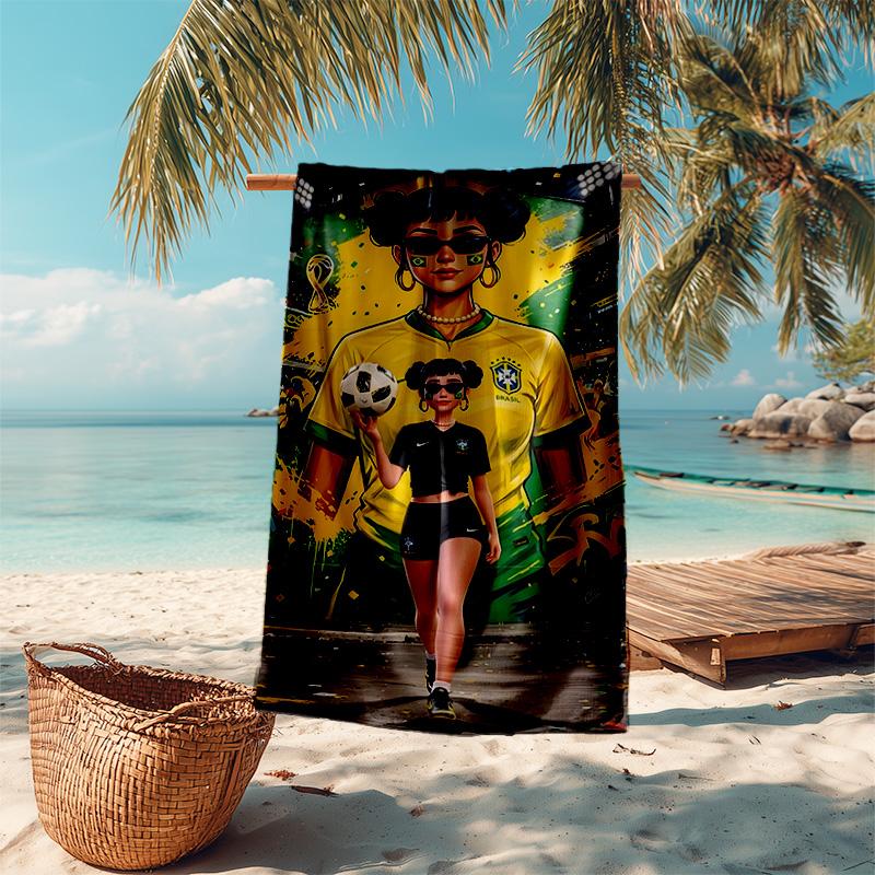 1 Stück Fußball Kunst Street Fashion Cartoon Schnelltrocknend Mikrofaser Badetuch zum Schwimmen Surfen Camping Unisex Urlaub. SJT7201160