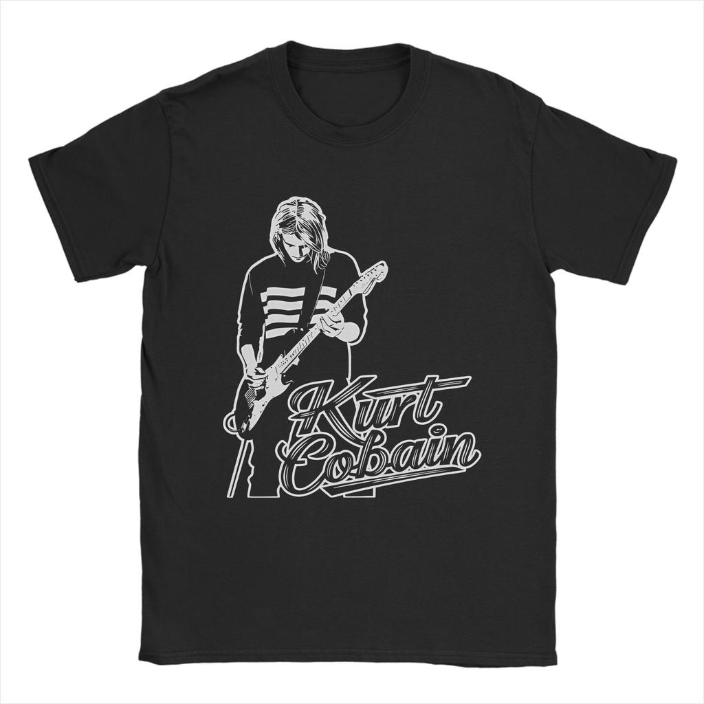 Kurt Cobain Guitar Rock-Nirvanas T Shirts Men Women 100% Cotton Vintage T-Shirts O Neck Tee Shirt Short Sleeve Clothes Plus Size