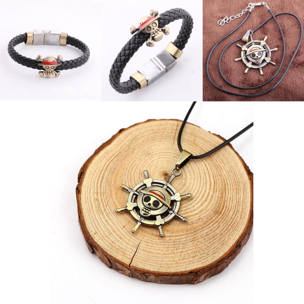 Anime Cosplay New One Piece Luffys Straw Hat Metal Necklacebracelet Pendant