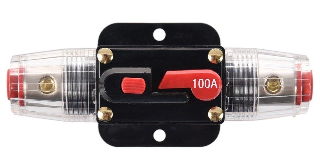 

ANJOSHI 100A Car Protection Stereo Switch Fuse Holder Inline Circuit Breaker Reset Fuse Inverter Car Audio System Protection -48V DC