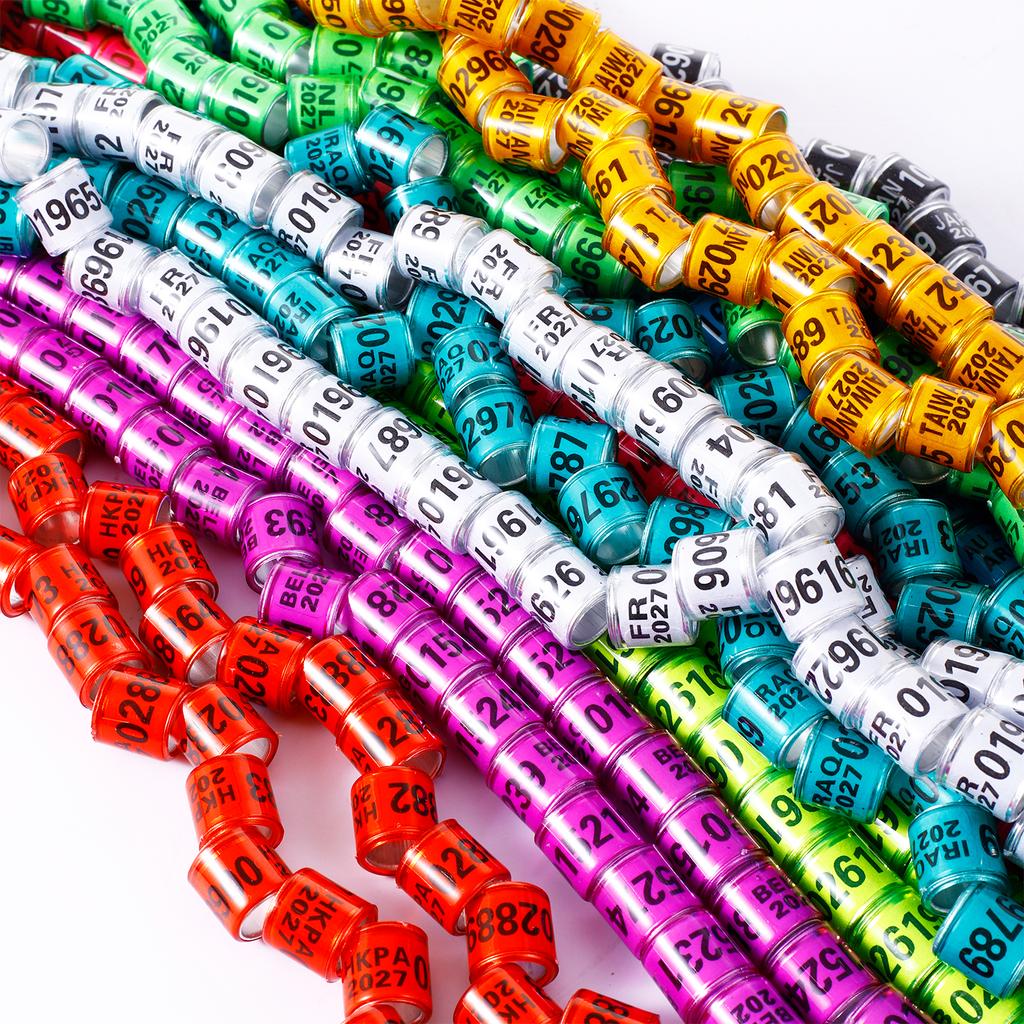 100Pcs 2026/2027 Year Multicolor Pigeon Foot Ring With Number Bird Pigeon Doves Training Racing Identification Leg Ring 10 Color