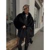 Womens Faux Fox Fur Coat With Belted Waist Retro Style Short Pufferless Jacket