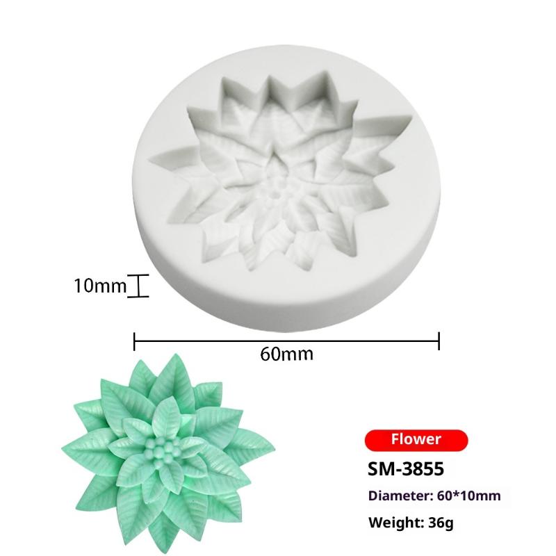 

Poinsettia Christmas Flower Silicone Sugarcraft Mold Resin Tools Cupcake Mould Fondant Cake Decorating Tools A3