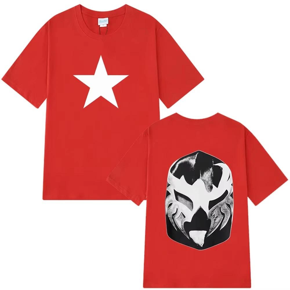 Kanye West YE Bully Sofi Stadium Konzert Merch Stern & Maske Grafik T-Shirt, Unisex Streetwear Übergroßes Baumwoll-T-Shirt S