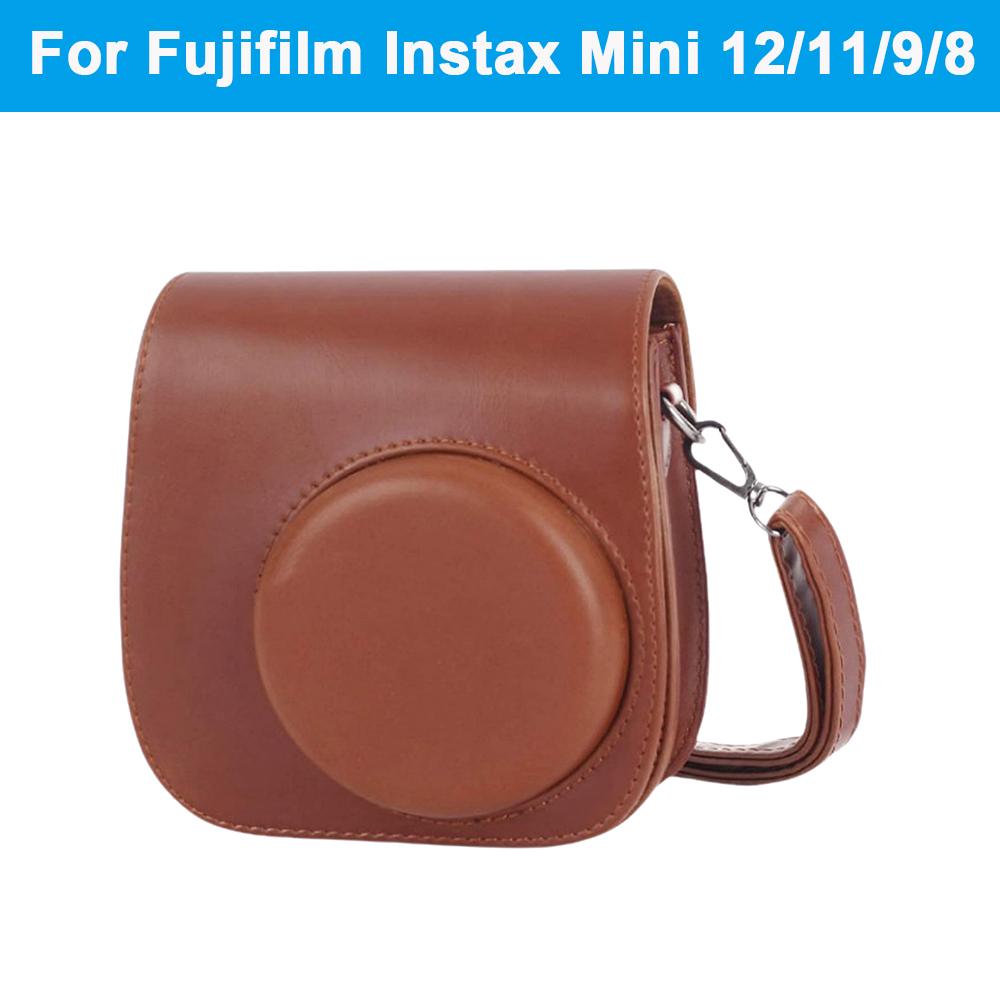 PU Leather Camera Bag Case For Fujifilm Instax Mini 12/11/9/8 Retro Camera Protective Cover Shell Pouch Protector Scratchproof