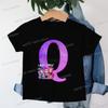 Clothes Child Girl KPop Demon Hunters Letters T-shirt for Children Cartoon Girls Boys Cotton Tee A-Z 26 Alphabet Kids Clothes