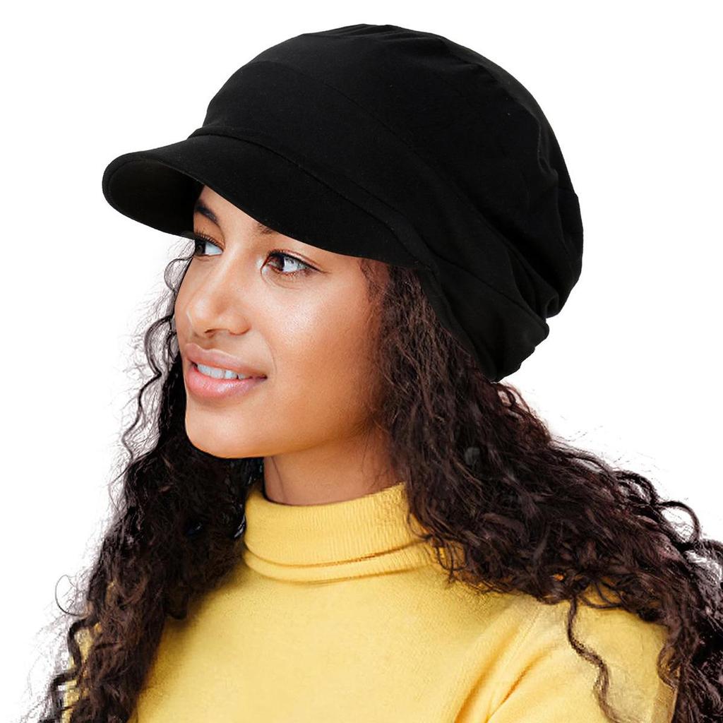 Solid Color Versatile Travel Headscarf Hat with Multicolor Brim