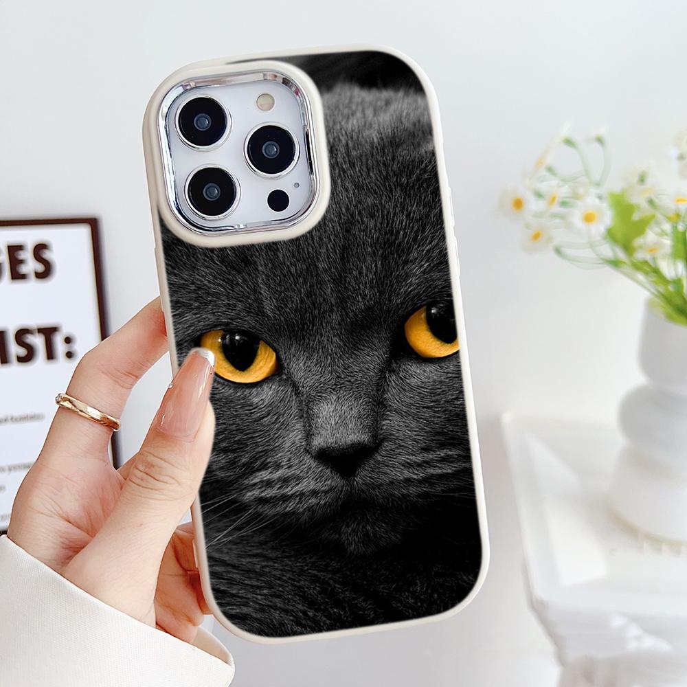 LZ3 Black Cat Green Eyes Soft Phone Case for Samsung S24 Ultra S23 Plus S21 FE A16 A54 A52 A06 Infinix Hot 40 30i Lens Protection Shockproof Cover