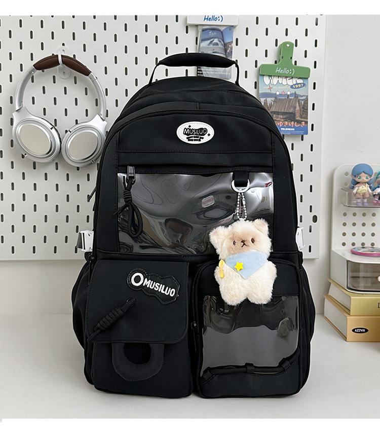 Schoolbag New High-value College Style Japanese Ins Fresh and Sweet Backpack Contrasting Color Splicing Junior High School Backpack